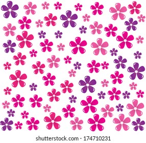 vector pink and purple flowers