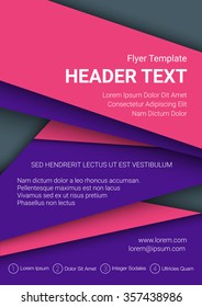 Vector pink and purple flyer template on a dark grey background. Modern poster business template in A4 size. Vector illustration.