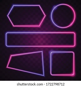 Vector of pink and purple gradient. Geometry neon banner design. 