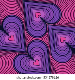 Vector pink and purple hearts background for wedding and valentine design. Eps 10