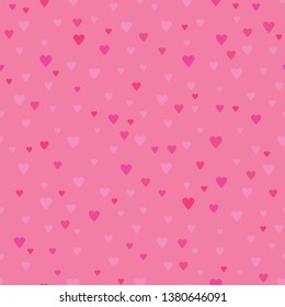 Vector pink and purple scatter hearts seamless repeat pattern. Perfect for fashion fabric and other textiles.