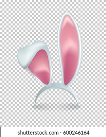 Vector pink rabbit ears isolated on transparent background.  