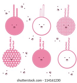 Vector -  pink rabbit on a white background