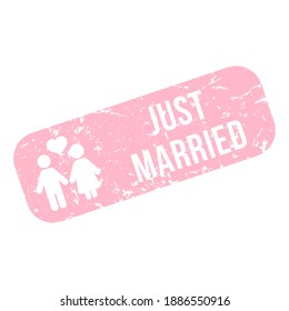 Vector Pink Rectangle Stamp - Just Married