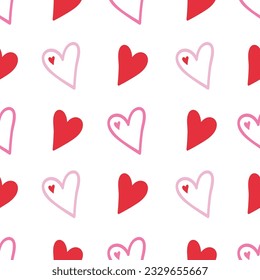 Vector Pink and Red Hearts seamless pattern background. Perfect for fabric, scrapbooking, wallpaper projects and paper products.