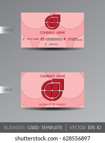Vector pink with red info. Ellipse. Business card