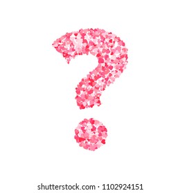 Vector pink & red Valentines Day heartshapes font, question mark