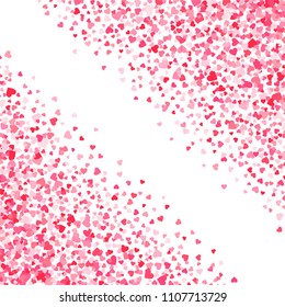 Vector pink & red Valentines Day heartshapes background element in flat style