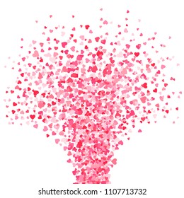 Vector pink & red Valentines Day heartshapes background element in flat style