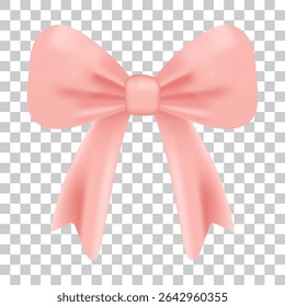 Vector of Pink Ribbon Bow Decoration Illustration on transparent background.