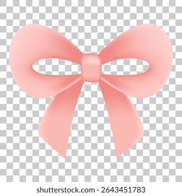 Vector of Pink Ribbon Bow Decoration Illustration on transparent background.