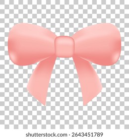 Vector of Pink Ribbon Bow Decoration Illustration on transparent background.