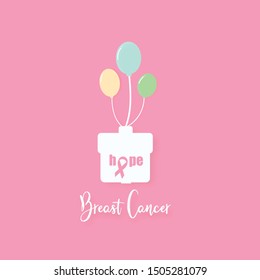 Vector Pink ribbon in Breast Cancer Awareness month symbol on pink background for help and motivation woman to fight with Breast Cancer,World Breast Cancer Concept