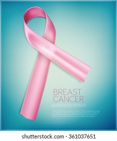 Vector pink ribbon for breast cancer. Pink ribbon for awareness month,  Element design for breast cancer.