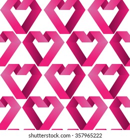 Vector Pink Ribbon Heart Seamless Pattern