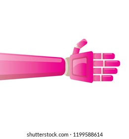 vector pink robot hand isolated on white background. vector robotic arm symbol. technology background design template.