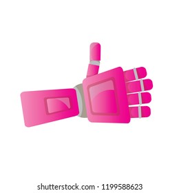 vector pink robot hand isolated on white background. vector robotic arm symbol. technology background design template.