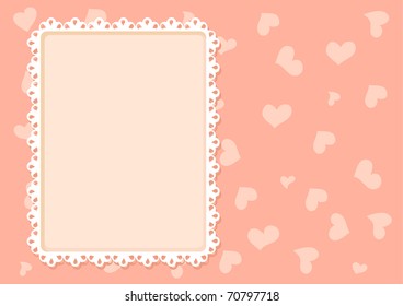 Vector pink romantic background with the hearts