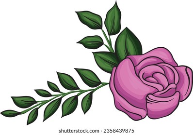 vector pink rose flower, decorative flower for wedding invitations. floral vector decoration element