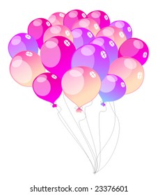 Vector pink and rose holiday balloons - background, texture, design ellements for decoration.