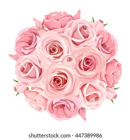 Vector pink roses bouquet isolated on a white background.