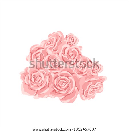 Vector pink roses bouquet isolated on a white background. 