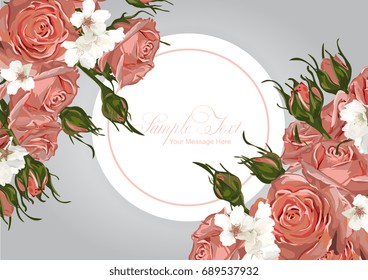 Vector Pink Roses Frame Template