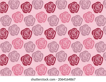  Rosas rosa vectorial sobre fondo blanco Vector vintage patrón de repetición sin fisuras. Excelente para tela retro, papel de pared, ilustración de diseño gráfico de ropa. 