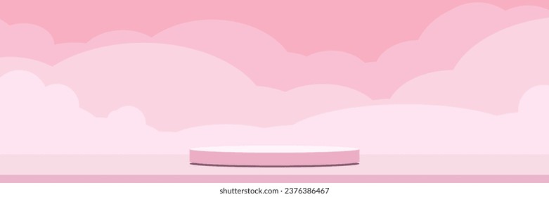 Podio redondo vectorial rosa, pedestal o plataforma, fondo para presentación de productos cosméticos. 3 quinquies podio. Lugar de publicidad. Fondo de soporte de producto en blanco en colores pastel