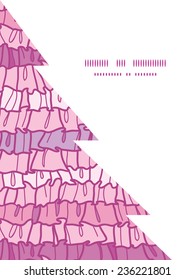 Vector pink ruffle fabric stripes Christmas tree silhouette pattern frame card template