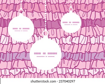 Vector pink ruffle fabric stripes Christmas ornaments silhouettes pattern frame card template