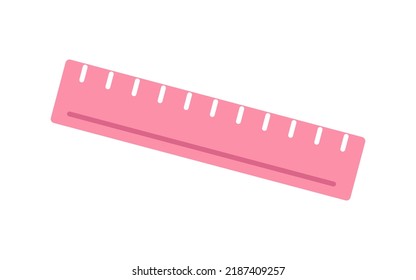 Vector pink ruler. Cute school ruler - measurement scale tool. Back to school.