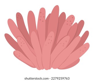 Vector pink sea anemone icon. Under the sea illustration with cute actinia seaweeds. Ocean plant clipart. Cartoon underwater or marine clip art for children isolated on white background
