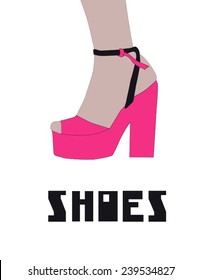 Vector pink shoes (Can be used as picture for cards, invitations, DIY projects, web sites or for any other design) 