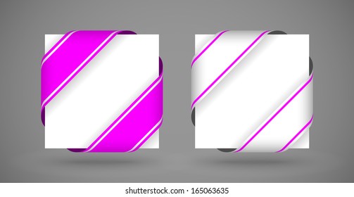 vector pink and silver christmas corner ribbons with light shadow
