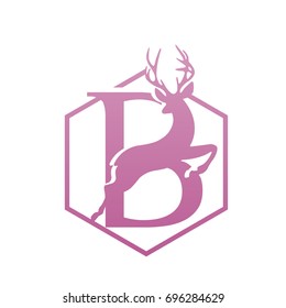 Vector Pink Single Letter B Antelope Logo