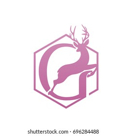 Vector Pink Single Letter G Antelope Logo