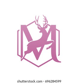 Vector Pink Single Letter M Antelope Logo