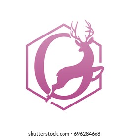 Vector Pink Single Letter O Antelope Logo