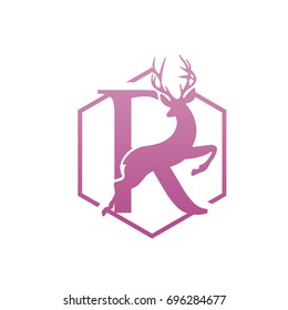 Vector Pink Single Letter R Antelope Logo