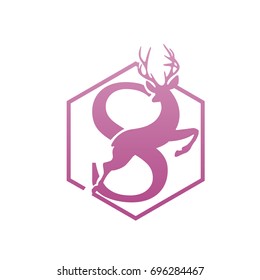 Vector Pink Single Letter S Antelope Logo