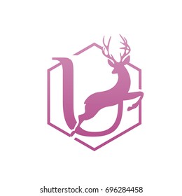 Vector Pink Single Letter U Antelope Logo