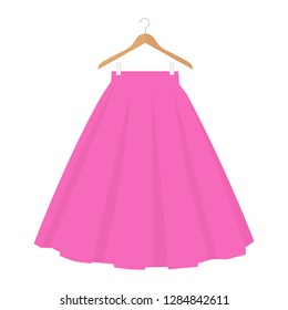 Vector pink skirt template, design fashion woman illustration. Women bubble skirt on hanger
