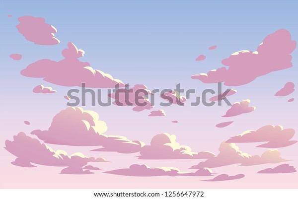 Vector Pink Sky Clouds Anime Clean Stock Vector Royalty Free