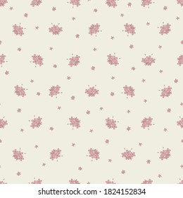 Vector pink small flower illustration motif seamless repeat pattern