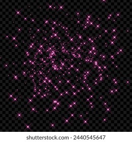 Vector pink sparkles glitter stardust or twinkle stars.