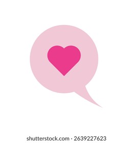 Vector of a pink speech bubble with a heart, suitable for dating apps, Valentine promotions, and romantic chat UI.