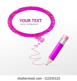 Vector pink speech bubble pencils