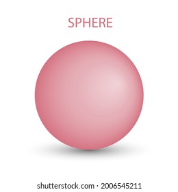 Vector pink sphere with gradients for for game, icon, package design, logo, mobile, ui, web, education. 3D ball on a white background. Spherical shape illustration.