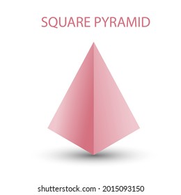 Vector pink square pyramid with gradients and shadow for game, icon, package design, logo, mobile, ui, web, education. 3d pyramid on a white background. Geometric figures for your design.